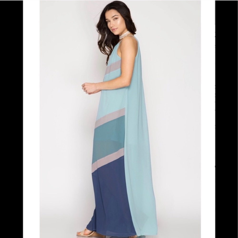 Blue Color Block Maxi - image 3